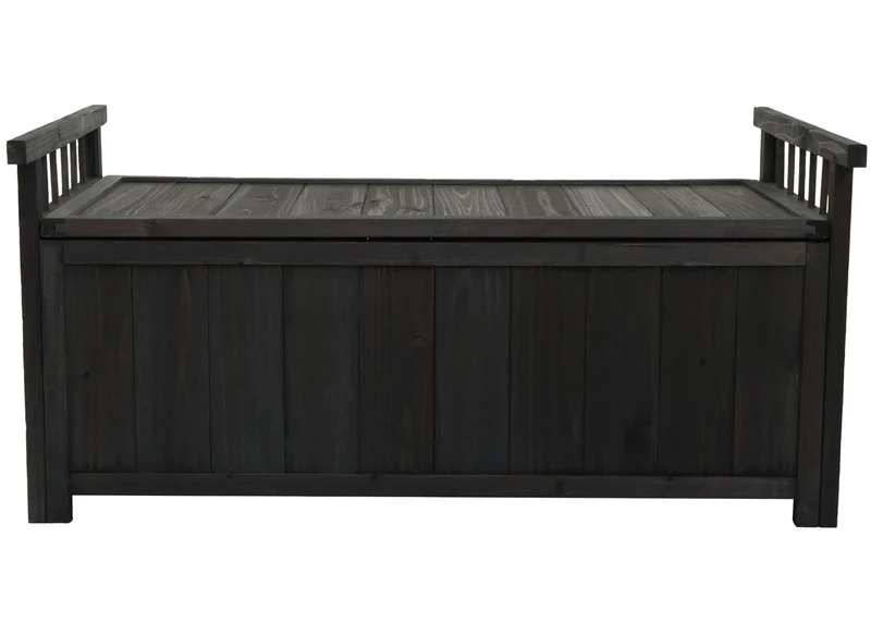 Coffre de rangement jardin 108 cm coffre extérieur avec couvercle en bois de sapin anthracite 04_0009600