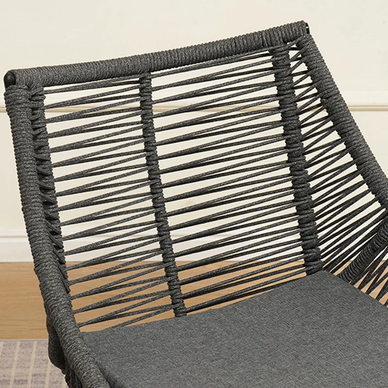 Traditional Chinese Rattan Cotton Metal Hollow Semi-Round Accent Chair With Backrest For Living Room