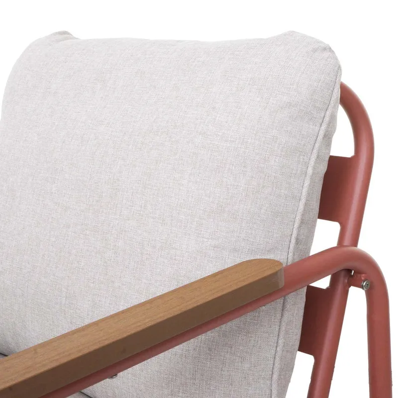 Fauteuil de jardin confortable structure tubulaire moderne en aluminium terracotta avec coussins beige 04_0009597