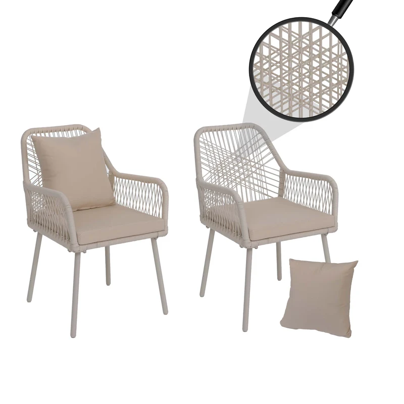 Lot de 2 chaises de jardin confortables avec coussins 81 x 54 x 62 cm en aluminium crème 04_0008701
