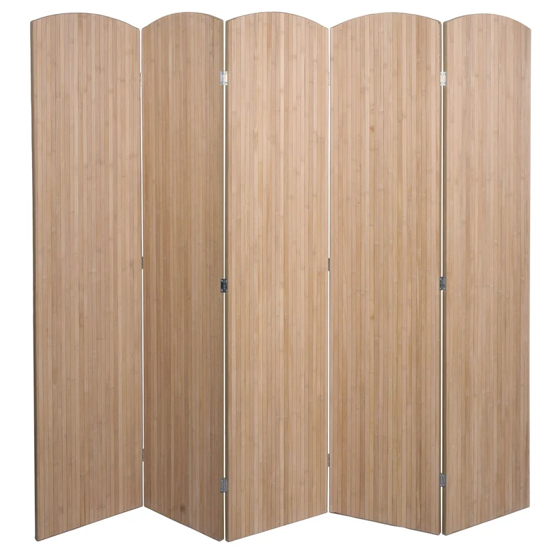 Paravent en bambou séparateur de pièce pliable 5 panneaux 170 x 204 cm brise-vue intérieur 04_0009267