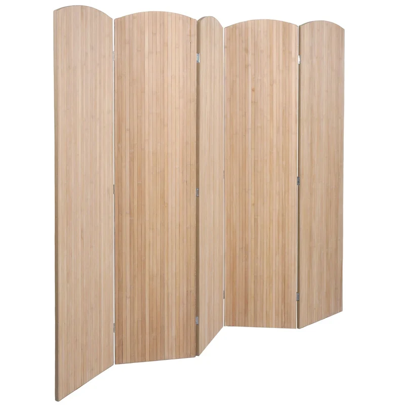 Paravent en bambou séparateur de pièce pliable 5 panneaux 170 x 204 cm brise-vue intérieur 04_0009267
