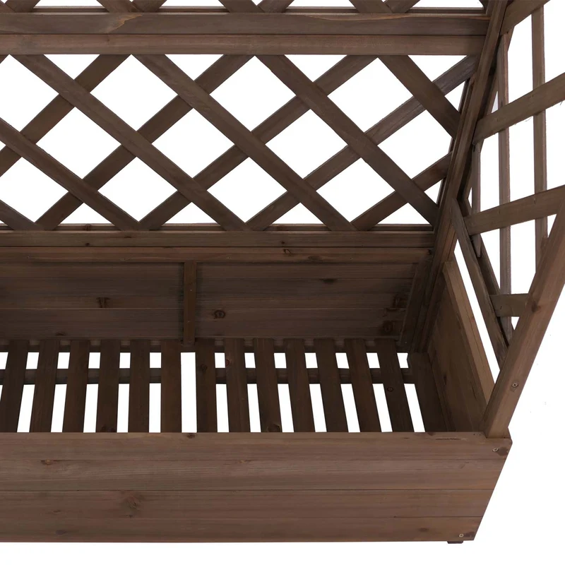 Bac à fleurs surélevé avec treillis 4 côtés jardinière 138 x 110 x 44 cm brise-vue extérieur en bois marron 04_0008925