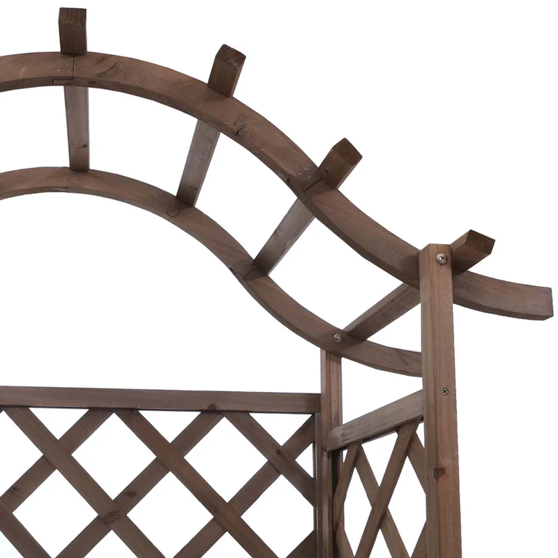 Bac à fleurs surélevé avec treillis 4 côtés jardinière 138 x 110 x 44 cm brise-vue extérieur en bois marron 04_0008925