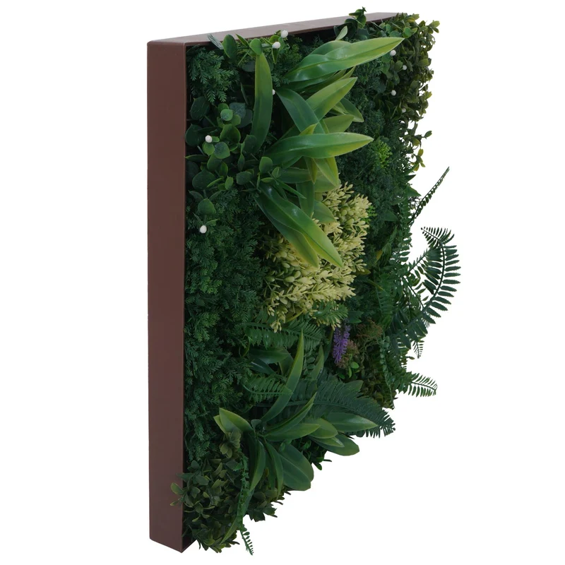 Tableau mural végétal décoration murale avec plantes artificielles mur végétal artificiel feuillage vert pour intérieur et extérieur 50 × 50 cm 04_0009166