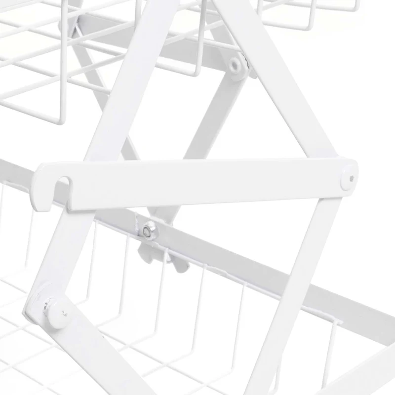 Etagère de cuisine chariot de cuisine sur roulettes étagère sur pied avec panier pliable et mobile 95 × 39 × 28 cm en métal blanc 04_0009543