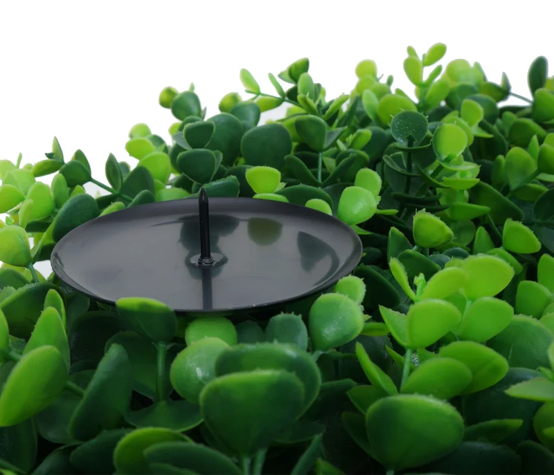 Couronne décorative avec 4 porte-bougies pour intérieur extérieur 10 x 45 x 45 cm en PE vert 04_0009164