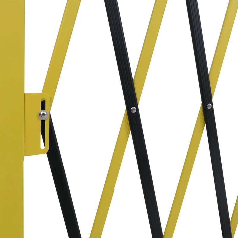Barrière de sécurité extensible avec roulettes grille accordéon mobile 110x60-500cm en aluminium jaune et noir 04_0008748