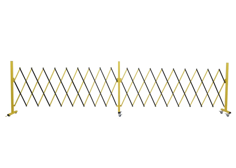 Barrière de sécurité extensible avec roulettes grille accordéon mobile 110x60-500cm en aluminium jaune et noir 04_0008748