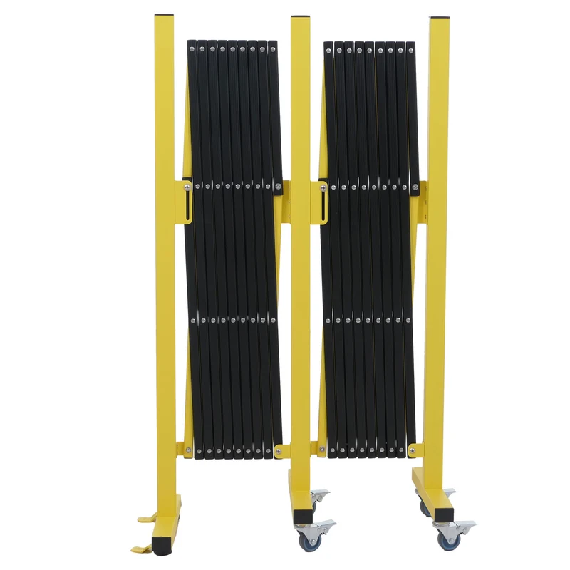 Barrière de sécurité extensible avec roulettes grille accordéon mobile 110x60-500cm en aluminium jaune et noir 04_0008748