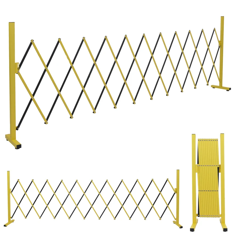 Barrière de sécurité extensible grille accordéon mobile 103 x 35-300 cm en aluminium jaune et noir 04_0008749