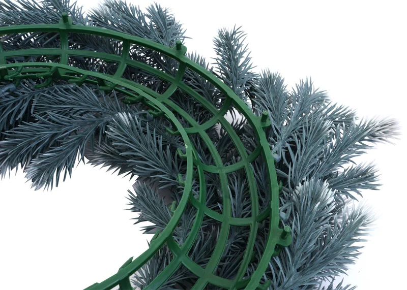 Couronne décorative artificielle avec porte-bougies effet sapin enneigé Ø 60 cm 04_0009147