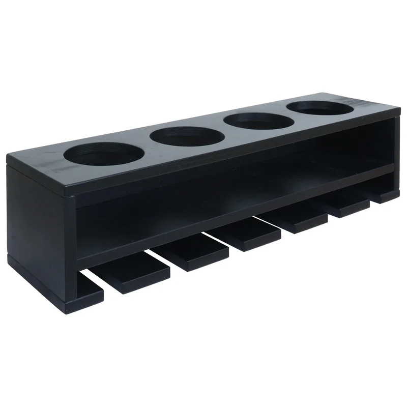 Étagère à vin bar mural avec porte-bouteilles et porte-verres support pour 4 bouteilles et 6 verres 12 × 48 × 12 cm en bois noir 04_0009090