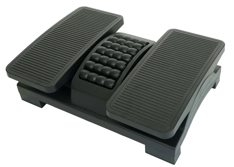 Repose-pieds avec rouleaux de massage support pour les pieds inclinaison et hauteur réglables en plastique noir 04_0010188