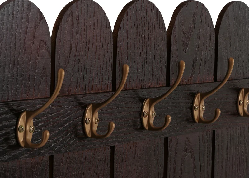 Porte-manteau mural en bois de paulownia marron 7 crochets 86 x 60 x 3 cm 04_0009732