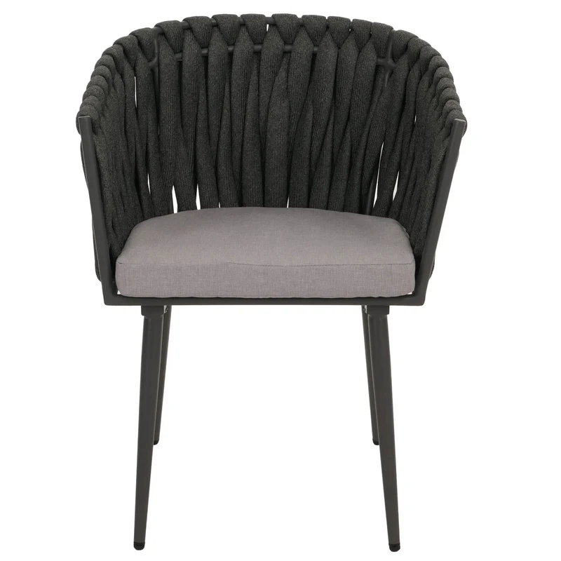 Lot de 2 chaises de jardin confortables en aluminium 82 x 61 x 57 cm style moderne avec coussins gris clair structure anthracite 04_0009750