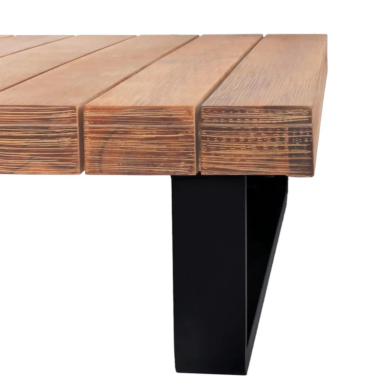 Salon de jardin 5 places avec canapé d’angle table et tablettes latérales ensemble lounge en aluminium et acacia coussins beige 04_0010288