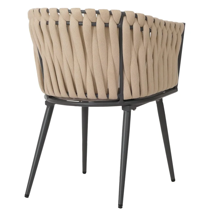 Lot de 2 chaises de jardin confortables en aluminium 82 x 61 x 57 cm style moderne avec coussins marron clair structure crème 04_0009749