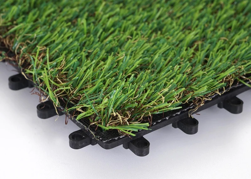 Lot de 11 dalles de gazon synthétique clipsables – Lot de 11 plaques imitation herbe pour terrasse balcon ou jardin 04_0011064