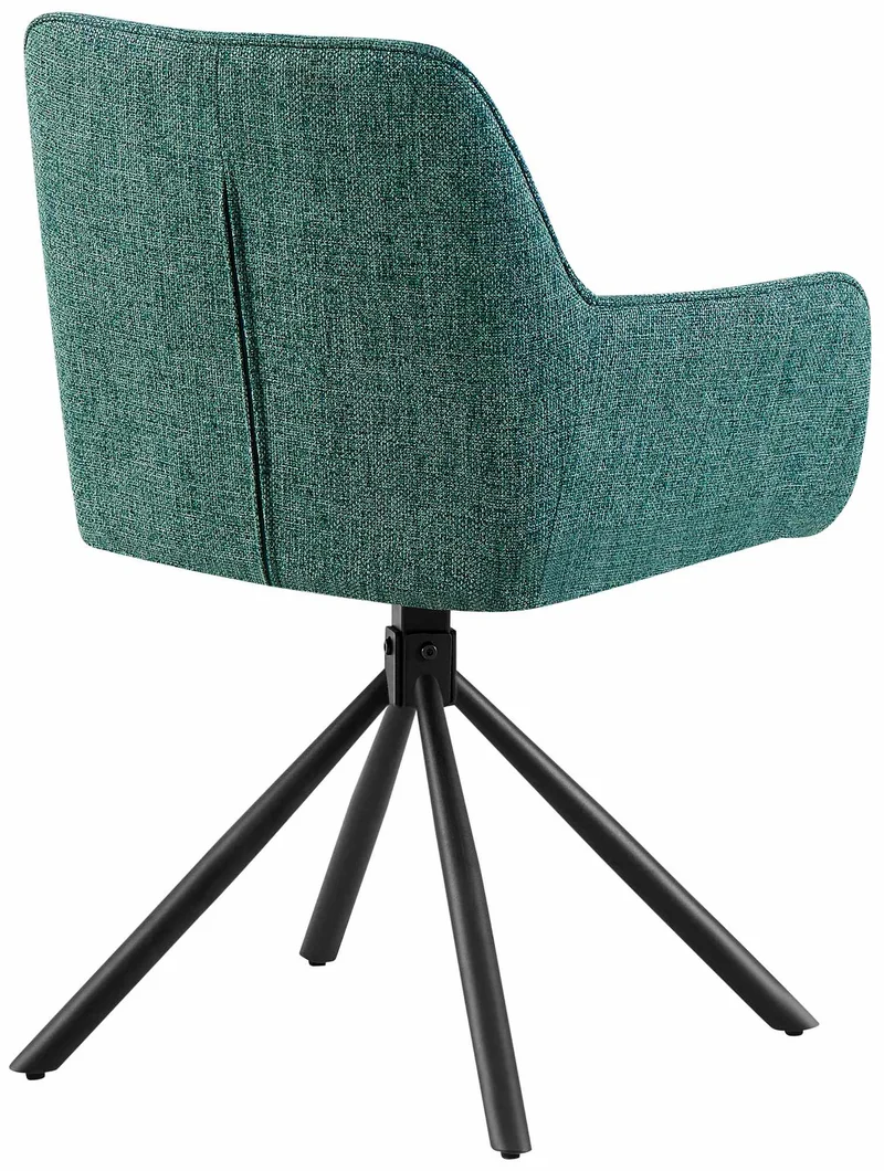 Chaise pivotante style moderne et contemporain en tissu vert piètement à quatre pieds métal noir 10_0007507