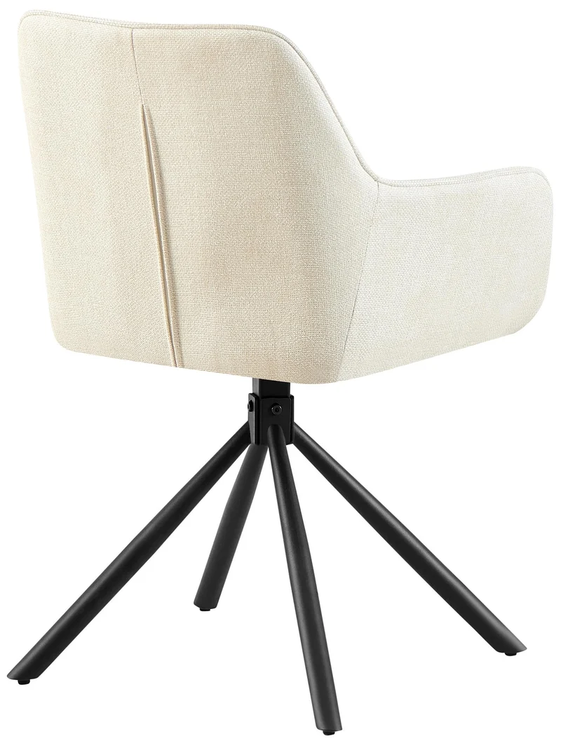 Chaise pivotante style moderne et contemporain en tissu crème piètement à quatre pieds métal noir 10_0007850