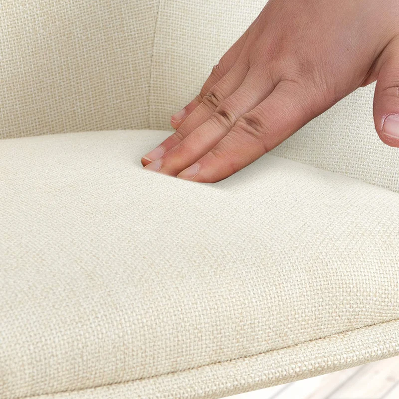 Chaise pivotante style moderne et contemporain en tissu crème piètement à quatre pieds métal noir 10_0007850