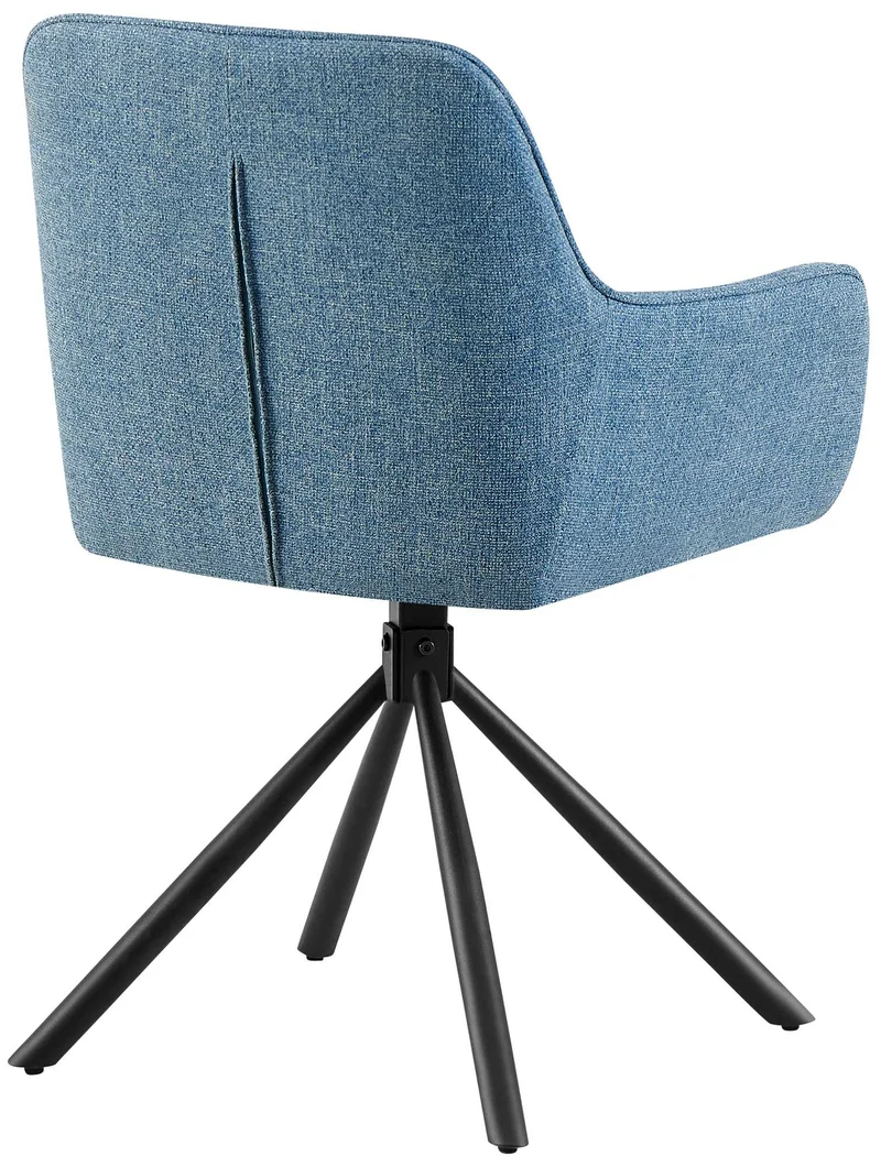 Chaise pivotante style moderne et contemporain en tissu bleu piètement à quatre pieds métal noir 10_0007281