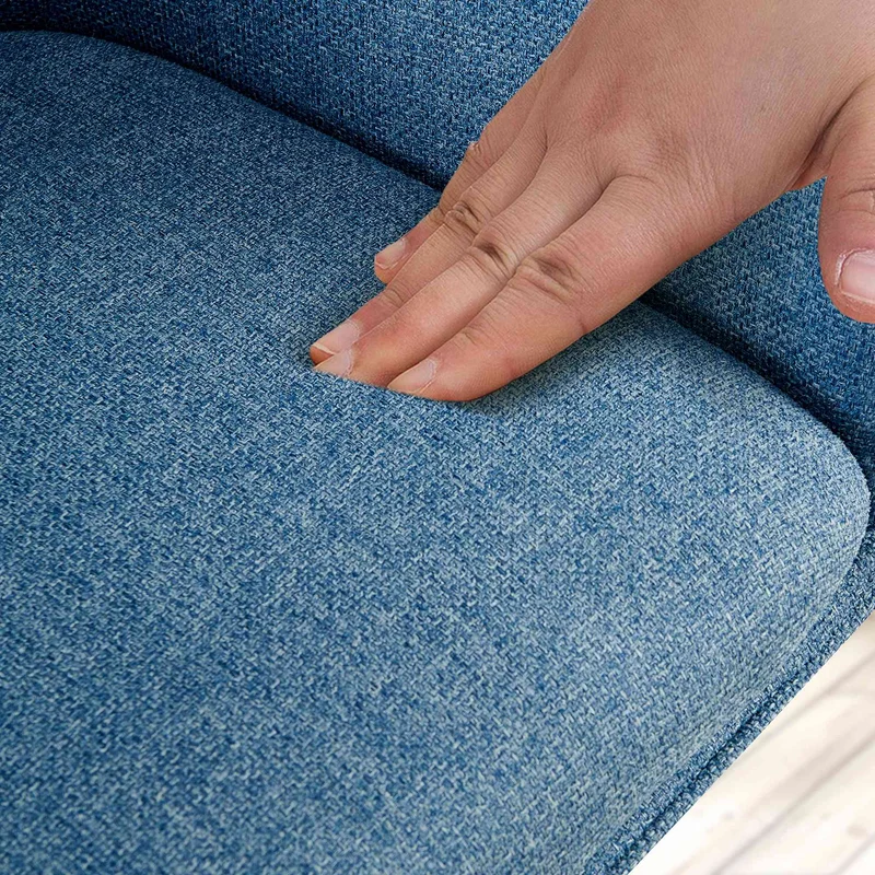 Chaise pivotante style moderne et contemporain en tissu bleu piètement à quatre pieds métal noir 10_0007281