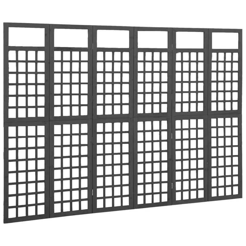 Paravent séparateur de pièce cloison à 6 panneaux en bois de pin noir 242,5 x 180cm DEC031204