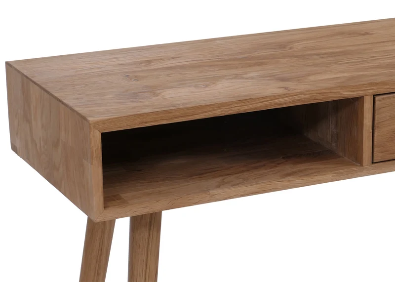 Table console moderne fonctionnelle avec tiroir et rangement 80 x 80 x 34 cm en bois chêne 04_0008821