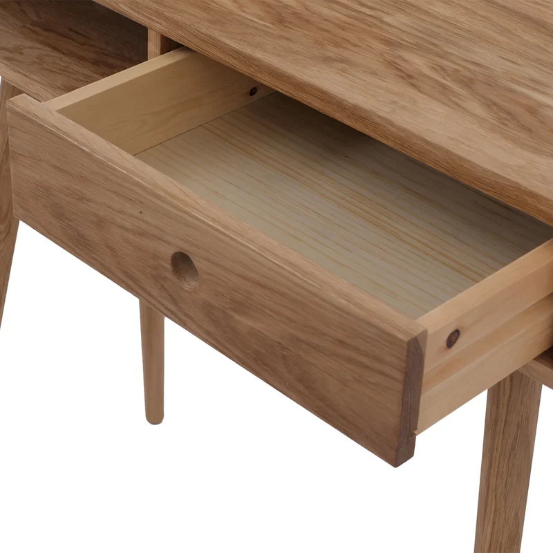 Table console moderne fonctionnelle avec tiroir et rangement 80 x 80 x 34 cm en bois chêne 04_0008821