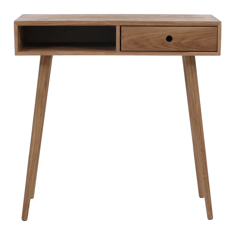 Table console moderne fonctionnelle avec tiroir et rangement 80 x 80 x 34 cm en bois chêne 04_0008821
