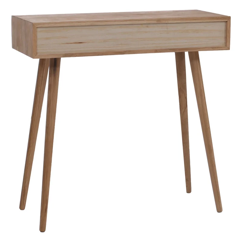 Table console moderne fonctionnelle avec tiroir et rangement 80 x 80 x 34 cm en bois chêne 04_0008821