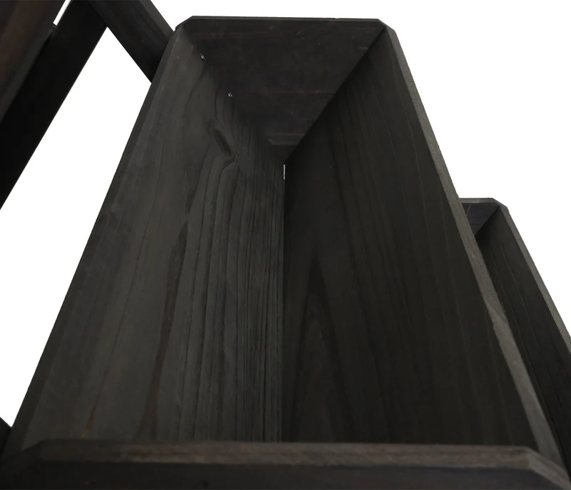 Étagère à plantes escalier à fleurs et herbes aromatiques jardinière bac à plantes surélevé 5 bacs 56 × 56 × 70 cm usage extérieur bois de sapin anthracite 04_0009612