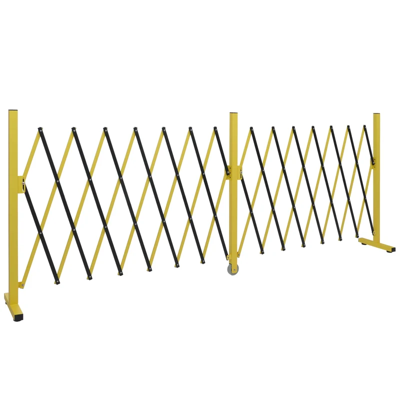 Barrière de sécurité grille extensible type accordéon clôture barrière de protection extensible 103 × 52–400 cm en aluminium jaune et noir 04_0008743