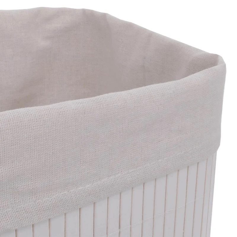 Lot de 2 paniers de rangement design moderne 33 x 33 x 23 cm en bambou blanc 04_0009460