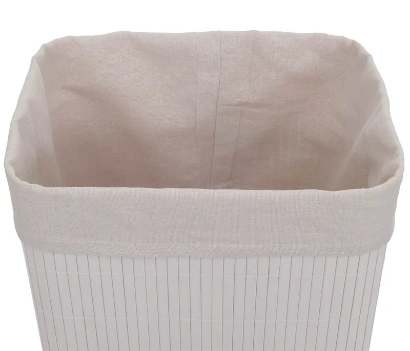 Lot de 2 paniers de rangement design moderne 33 x 33 x 23 cm en bambou blanc 04_0009460