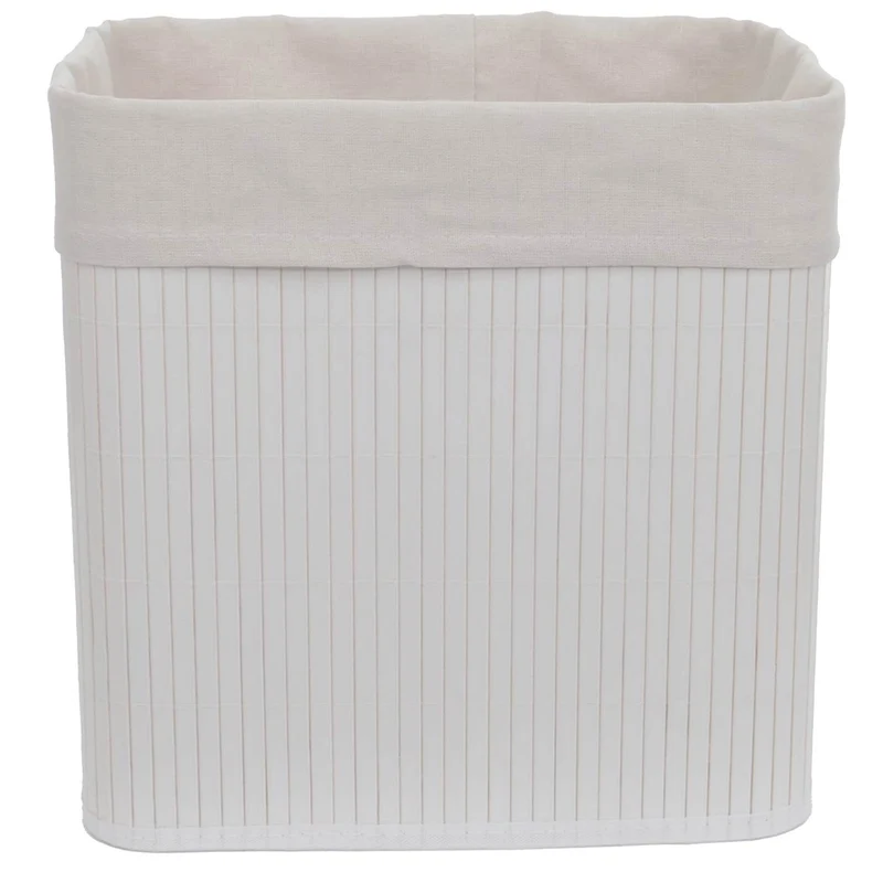 Lot de 2 paniers de rangement design moderne 33 x 33 x 23 cm en bambou blanc 04_0009460