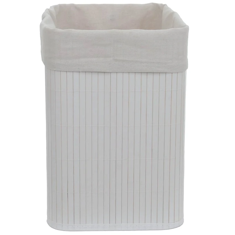 Lot de 2 paniers de rangement design moderne 33 x 33 x 23 cm en bambou blanc 04_0009460