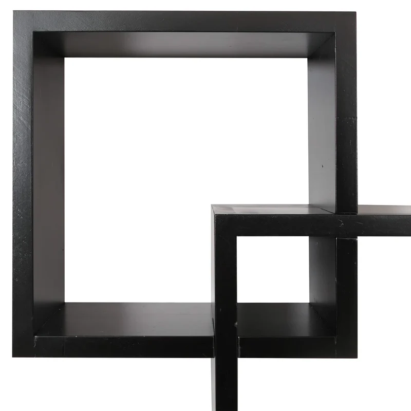 Étagère murale moderne en forme de cubes design contemporain 91 x 59 x 10 cm en bois noir 04_0009075
