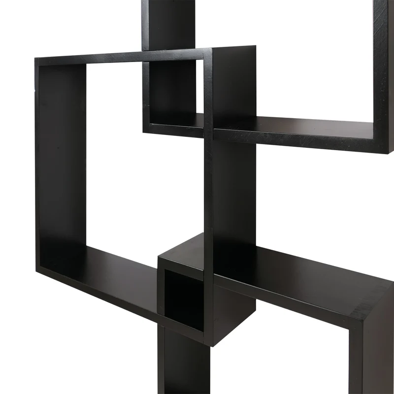 Étagère murale moderne en forme de cubes design contemporain 91 x 59 x 10 cm en bois noir 04_0009075