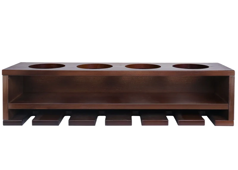 Etagère murale design moderne pour 4 bouteilles et 6 verres 12 x 48 x 12 cm en bois marron 04_0009088