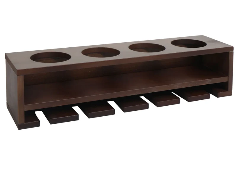 Etagère murale design moderne pour 4 bouteilles et 6 verres 12 x 48 x 12 cm en bois marron 04_0009088