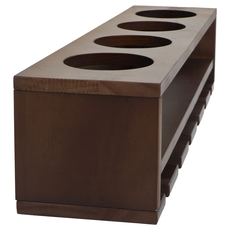 Etagère murale design moderne pour 4 bouteilles et 6 verres 12 x 48 x 12 cm en bois marron 04_0009088