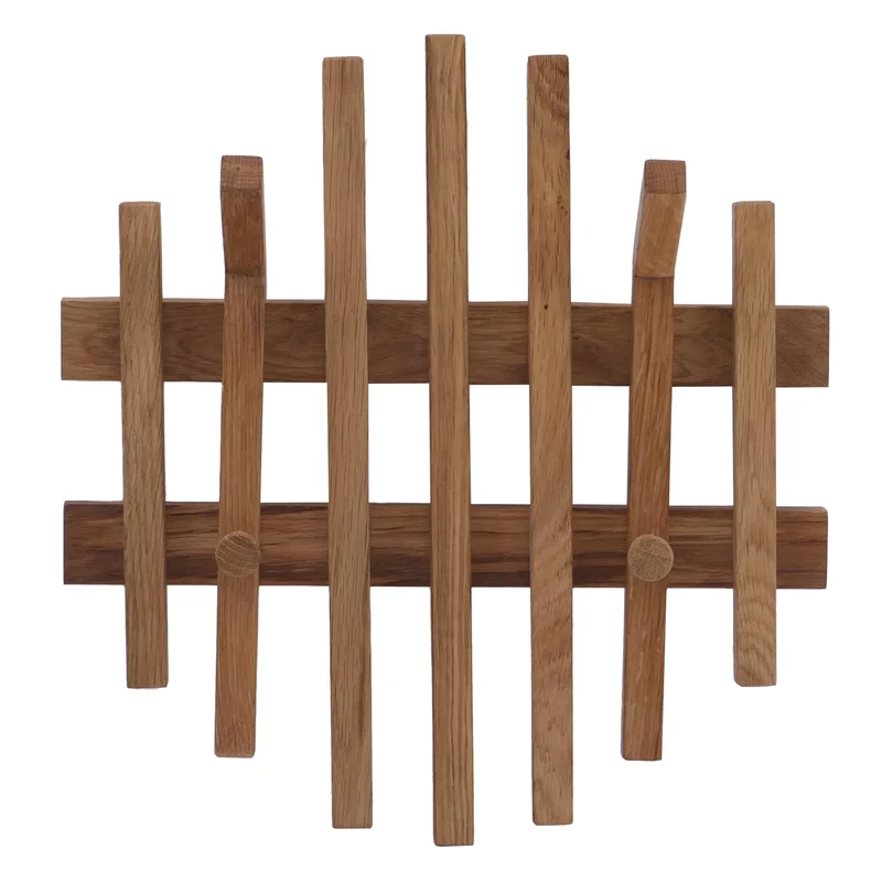 Panneau d'entrée porte-manteau avec 4 crochets design tendance 40 x 38 x 12 cm en bois chêne 04_0008802