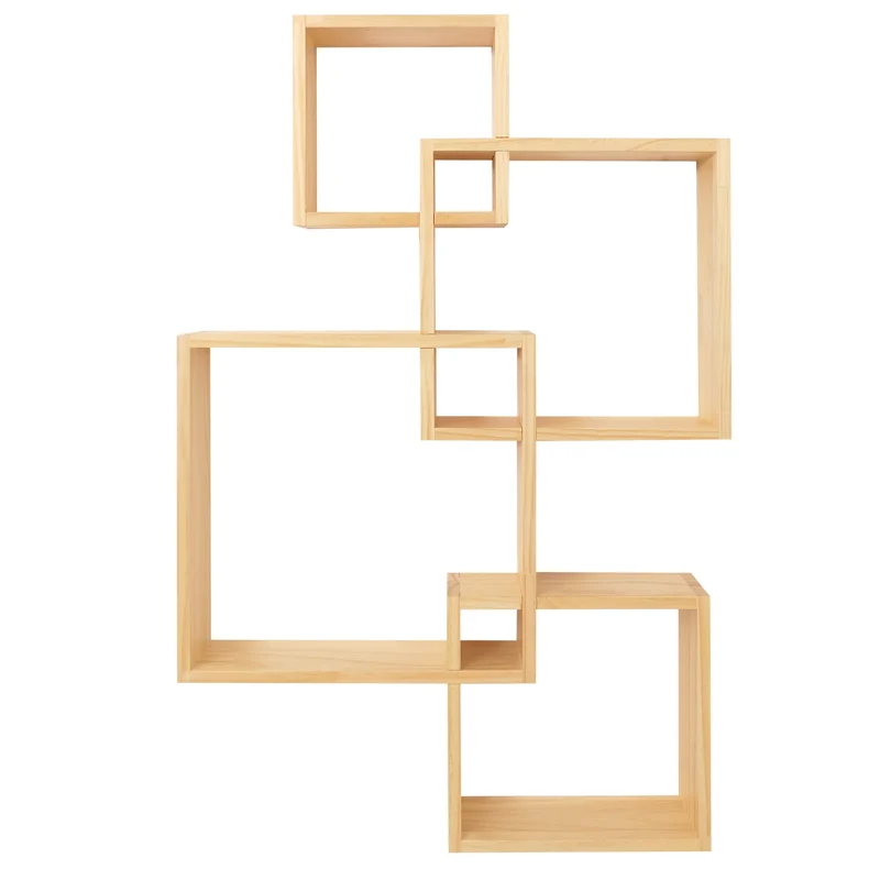 Étagère murale moderne en forme de cubes design contemporain 91 x 59 x 10 cm en bois clair 04_0009074