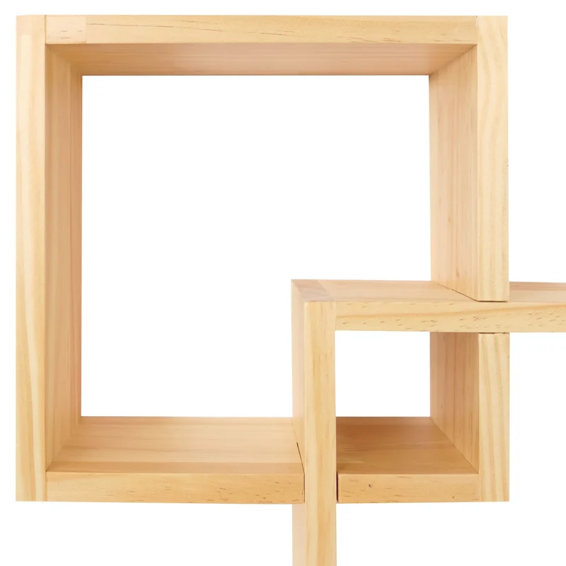 Étagère murale moderne en forme de cubes design contemporain 91 x 59 x 10 cm en bois clair 04_0009074