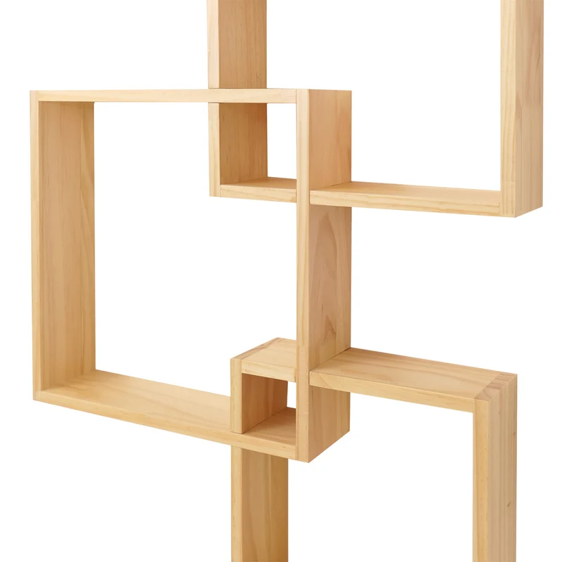 Étagère murale moderne en forme de cubes design contemporain 91 x 59 x 10 cm en bois clair 04_0009074