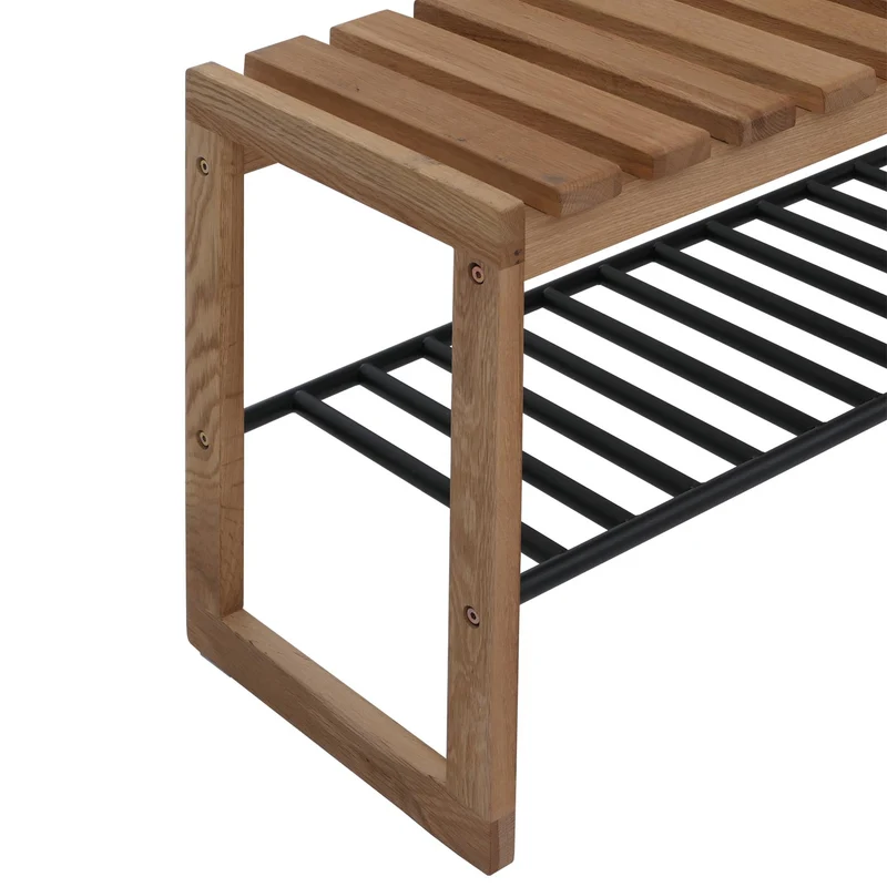Banc de rangement pour chaussures avec étagère 45 x 88 x 30 cm style contemporain en bois naturel 04_0008806