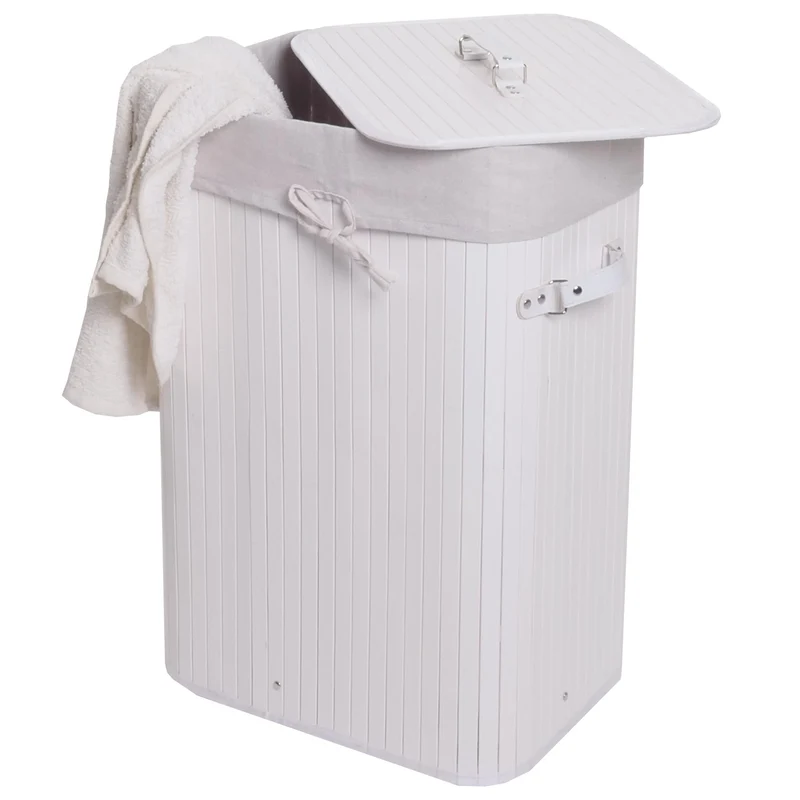 Panier à linge 70 litres pratique avec sac amovible 61 x 43 x 32 cm en bambou marron 04_0009538